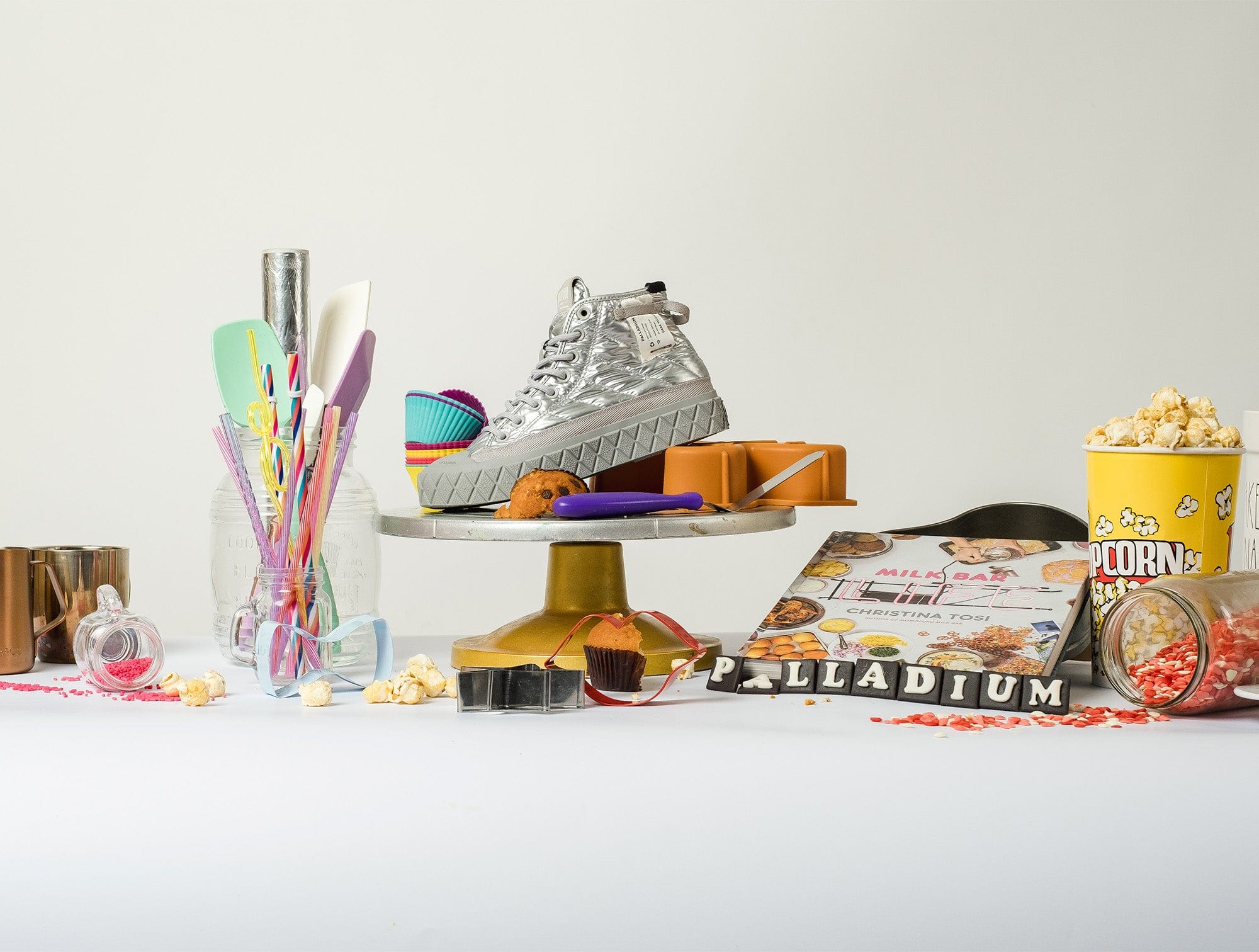 Zapatilla Palladium Palla Ace Re-Quilt Metal Mujer Gris