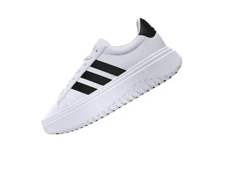 Zapatilla Adidas Grand Court Plataforma Cuero Mujer Blanco
