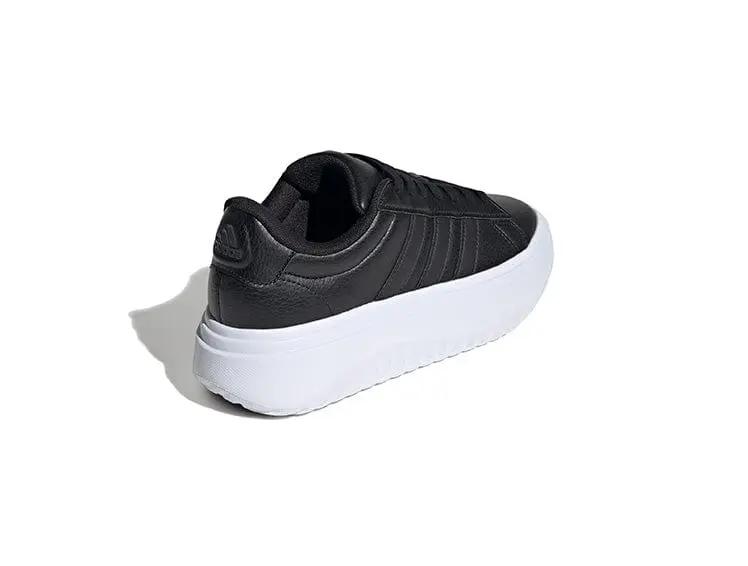 Zapatilla Adidas Grand Court Plataforma Cuero Mujer Negro
