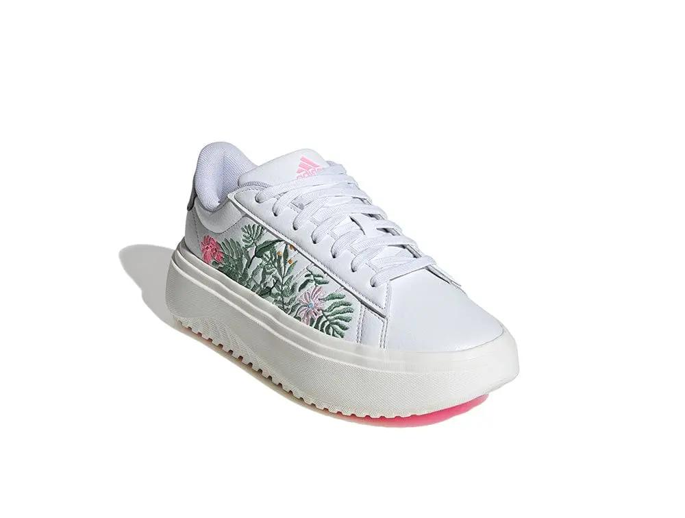 Zapatilla Adidas Grand Court Platform Cuero Mujer Blanco