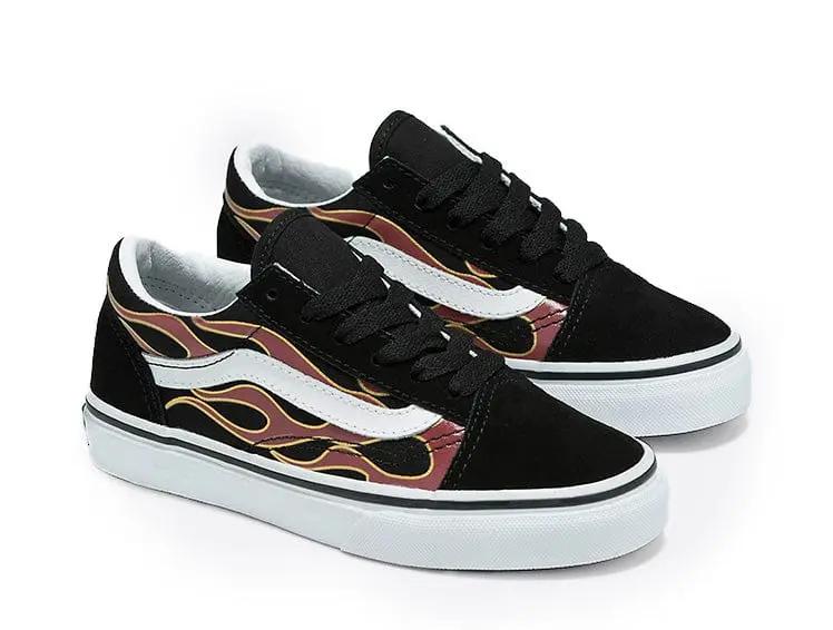 Zapatilla Vans Old Skool (Glossy Flame) Junior Negro